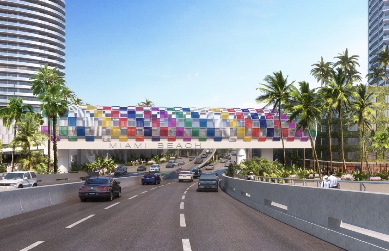 Miami Beach’s entrance is getting a new colorful pedestrian bridge